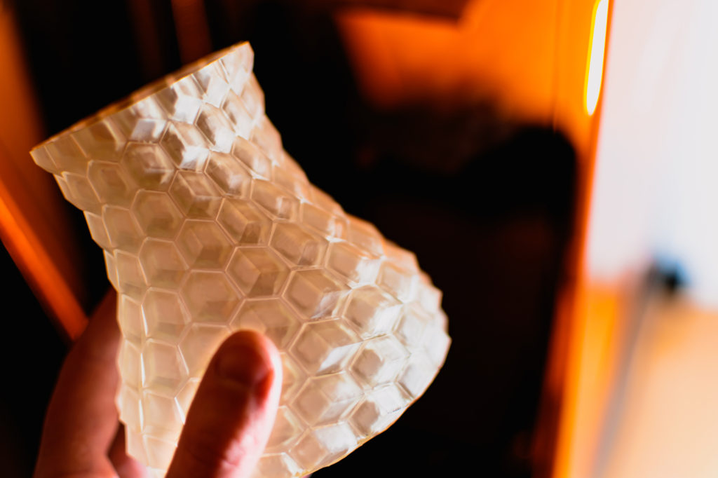 Resin 3d printed vase, detail and precision with a sla 3d printer